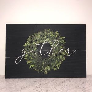 BNWT “Gather" Wall Decor Black Distressed Barn Wood Swarovski Crystal Bling